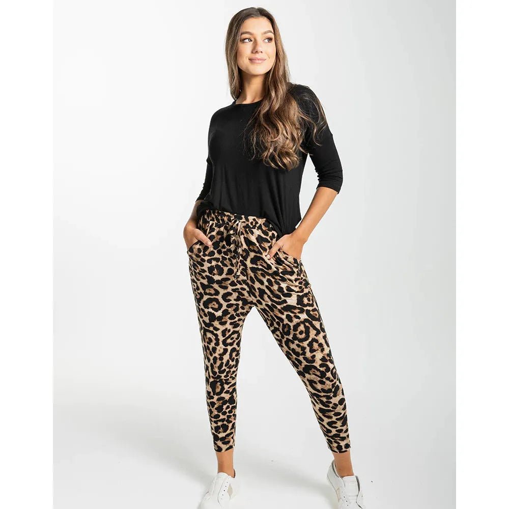Brown Animal Slouch Pant