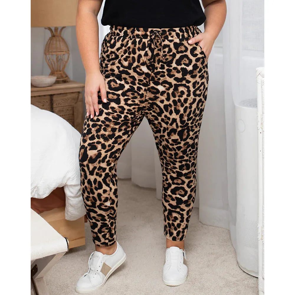 Brown Animal Slouch Pant