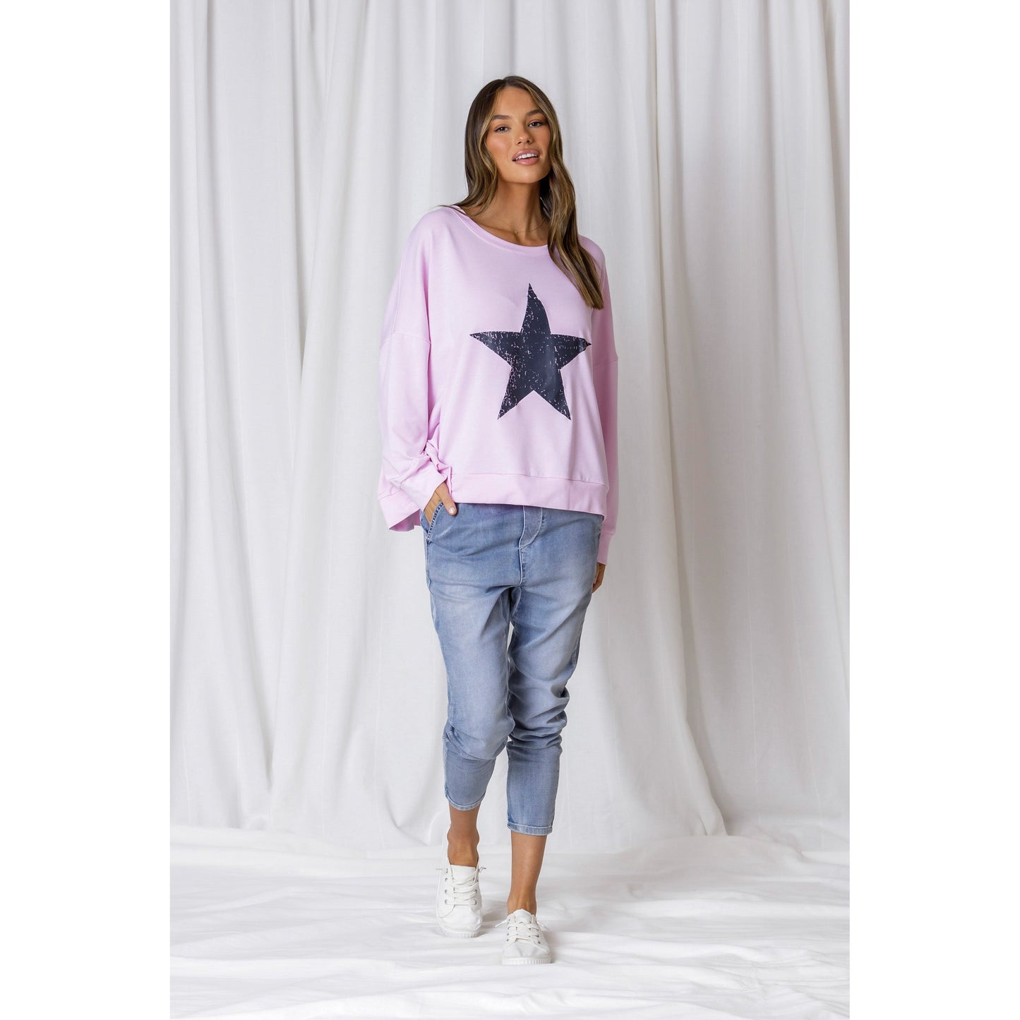 Sadie Star Slouchy Sweater- Pink