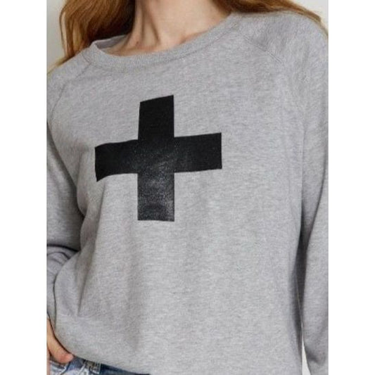 Grey Marle with  Glitter Cross Sweater