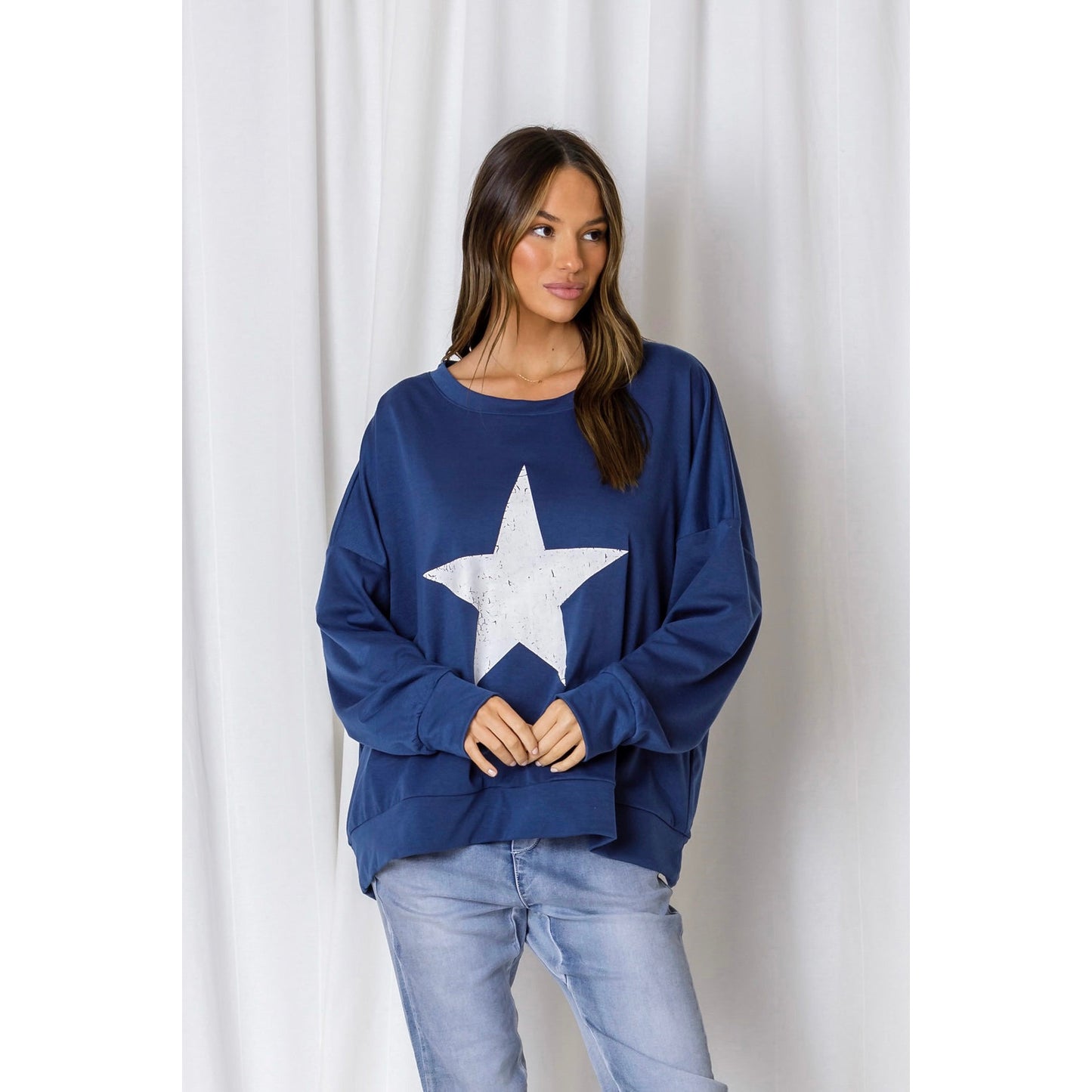 Sadie Star  Slouchy Sweater - Denim