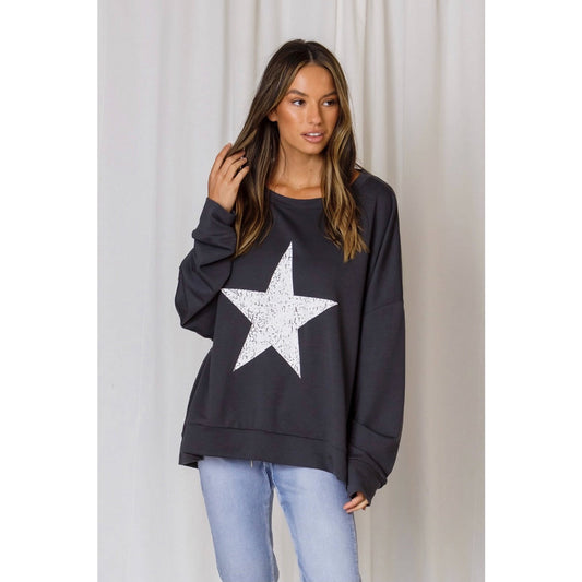 Sadie Star Slouchy Sweater - Black
