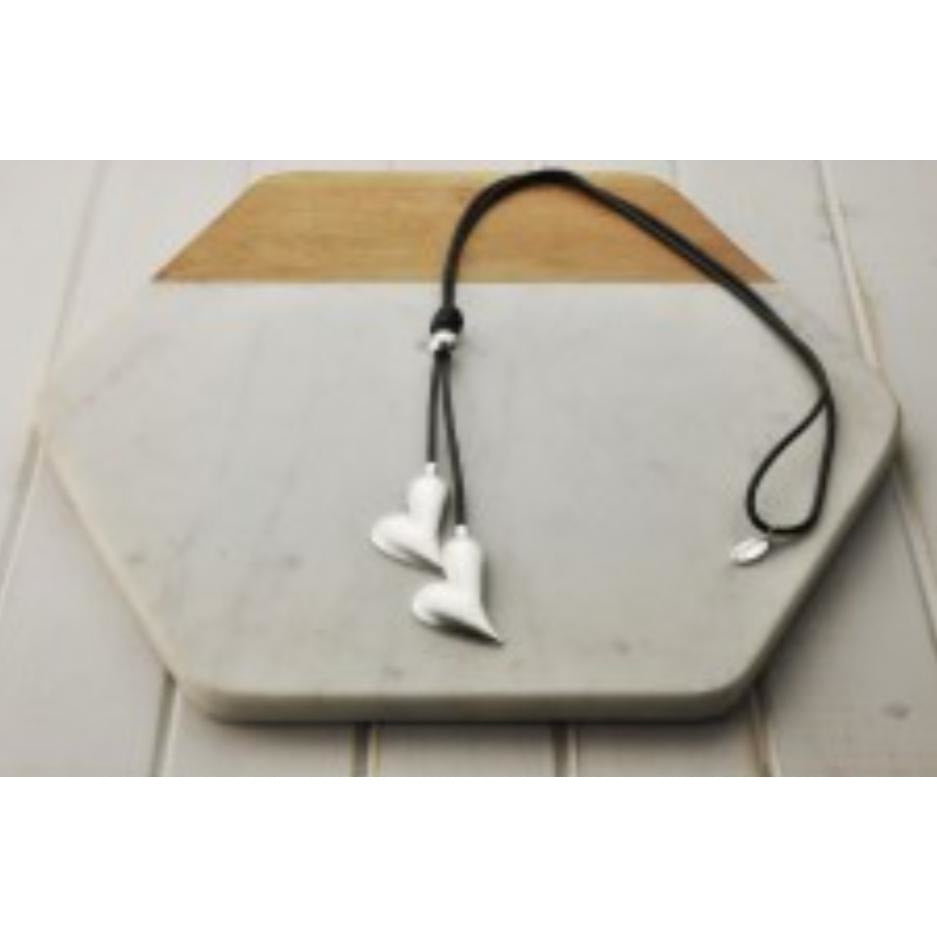 Leather Silver Heart Necklace
