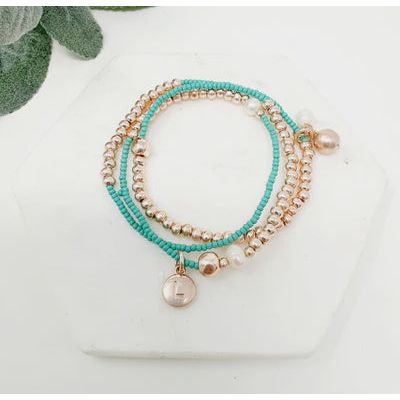 Turquoise and Rose Gold 3 Strand Bracelet