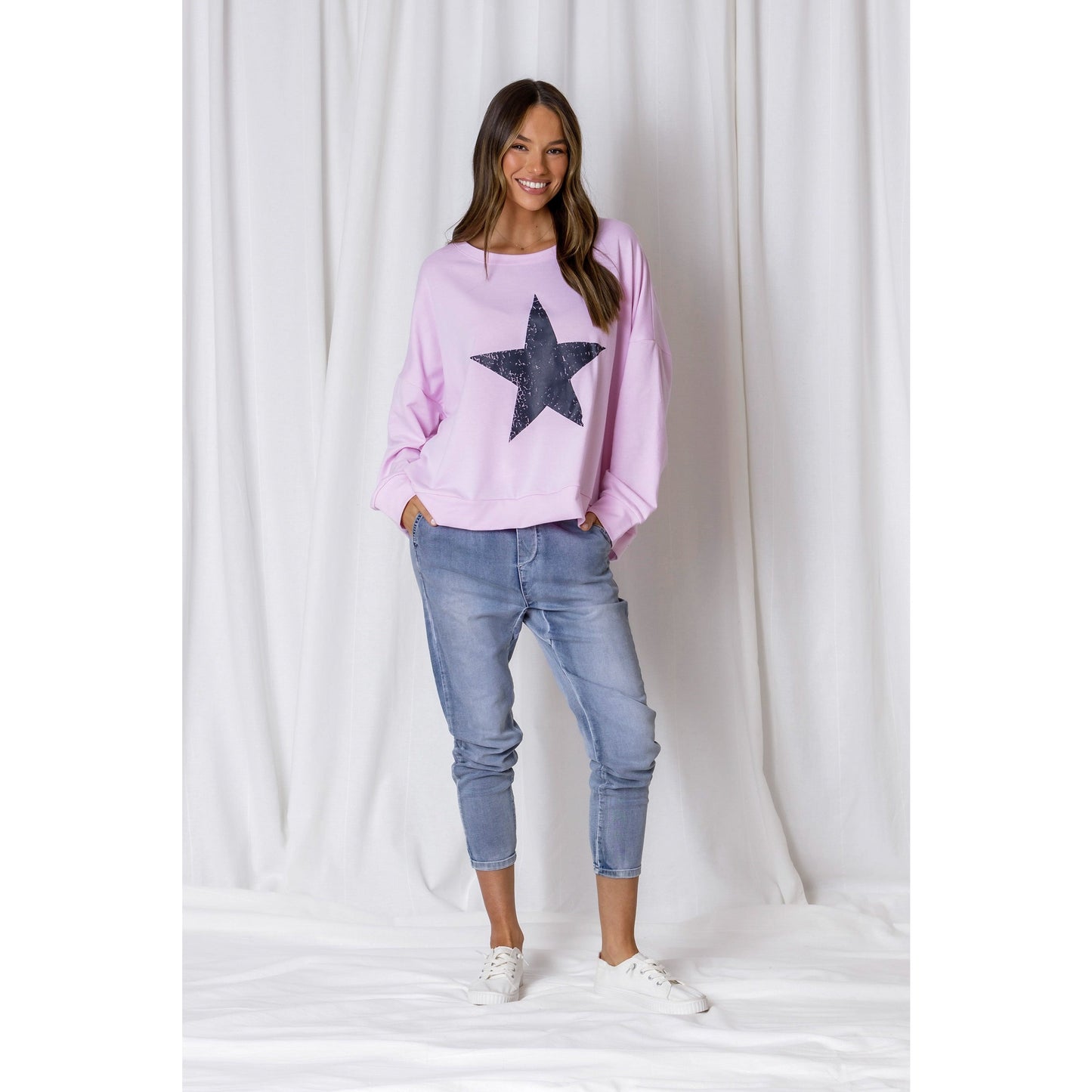 Sadie Star Slouchy Sweater- Pink