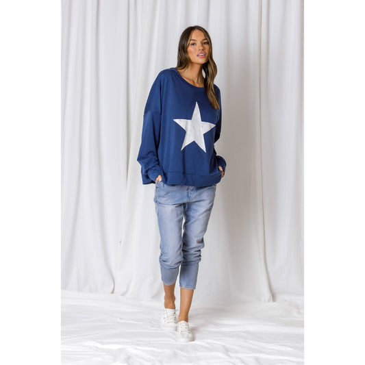 Sadie Star  Slouchy Sweater - Denim